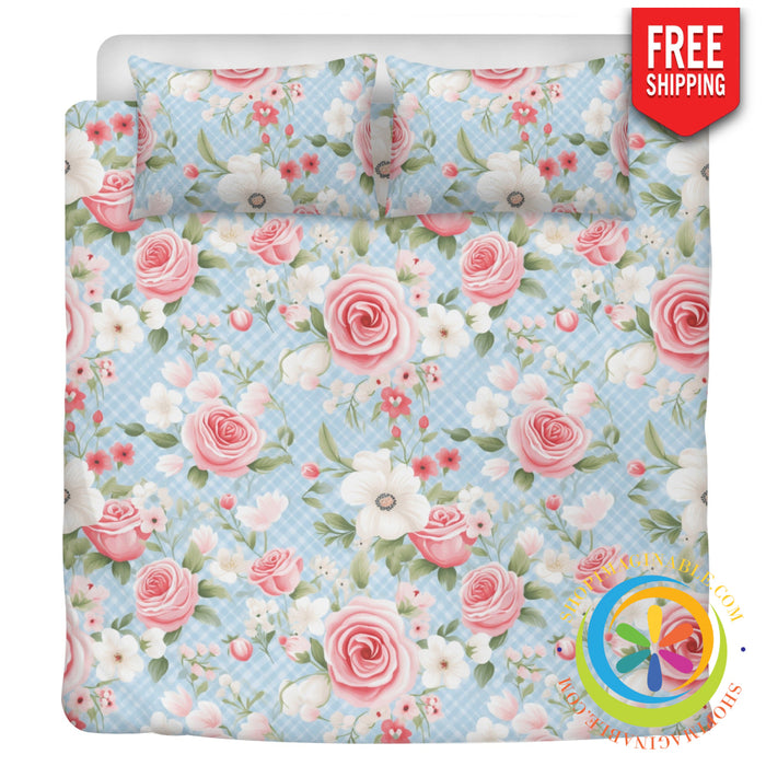 Shabby Chic Floral Bedding Set Black / Us Twin