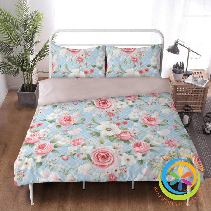Shabby Chic Floral Bedding Set Beige / Us Twin