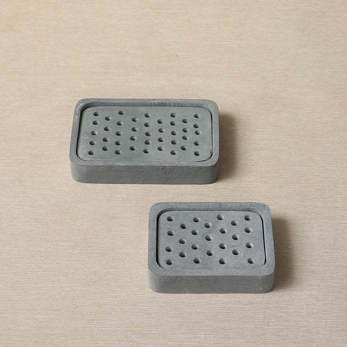 Small rectangular grey soapstone soapdish