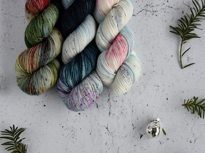 Destination Yarn fingering weight yarn Snow on Christmas Morning