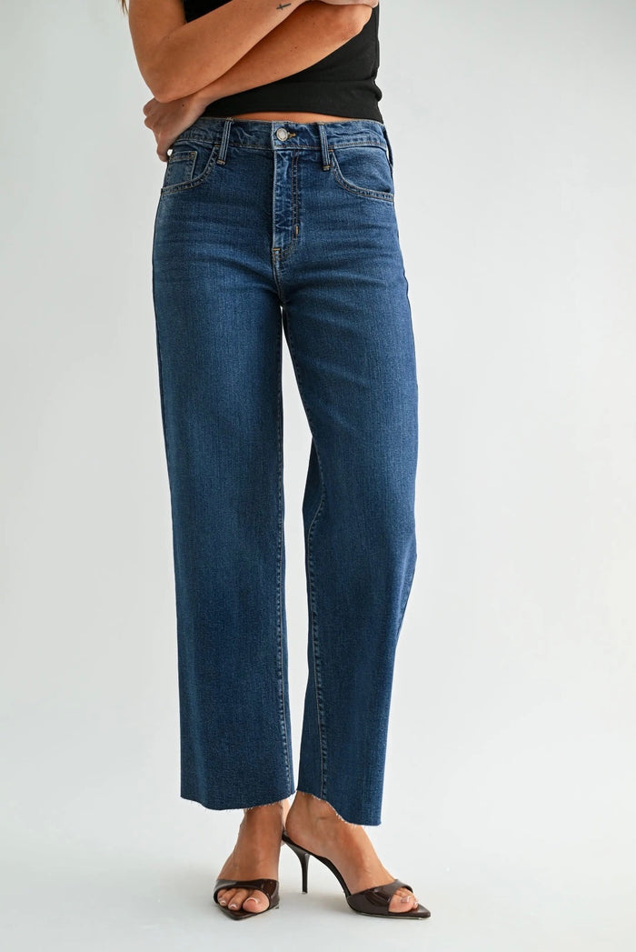 Straight Leg w/ Scissor Cut Hem - Dark Denim
