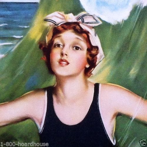 SUMMER Art Lithograph Pinup Print 1920s