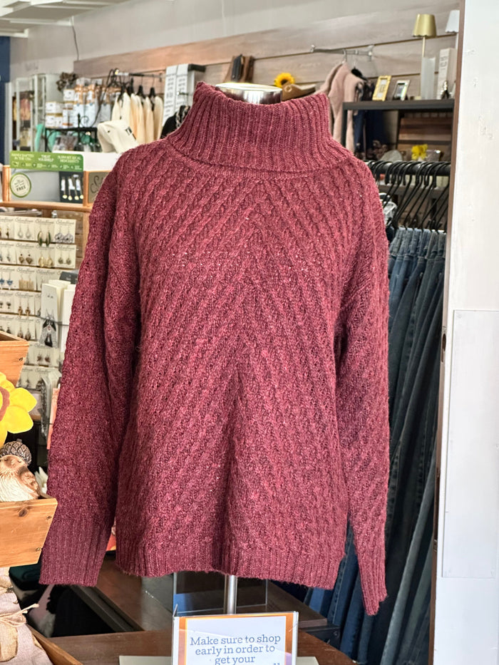 Sweater Diagonal Cable with Cowl by Charlie B Charlie B Sweater Small