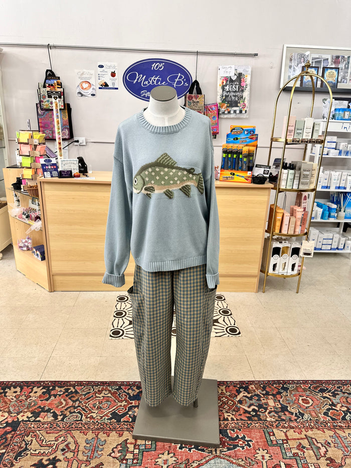 Trout Fishing Sweater, Unisex, Blue Wishlist SWEATER