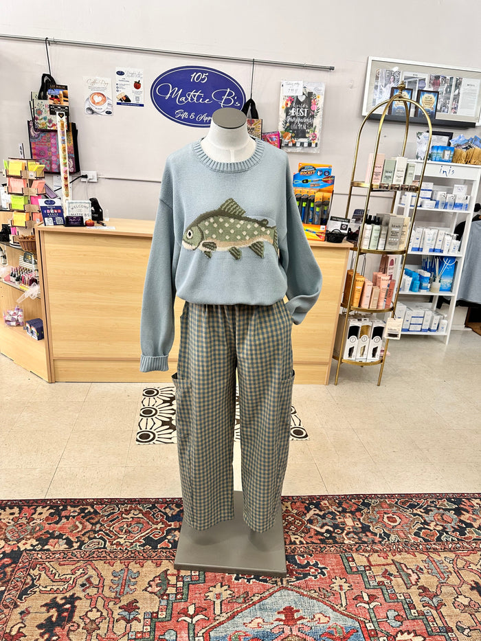 Trout Fishing Sweater, Unisex, Blue Wishlist SWEATER