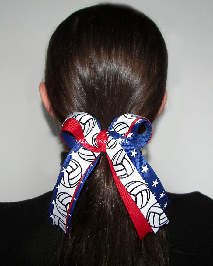 Volleyball Red White Blue USA Bow