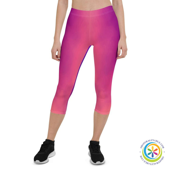 Water Color Pinks & Purples Capri Leggings-ShopImaginable.com