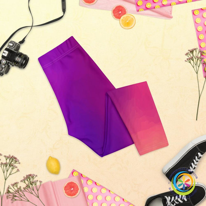 Water Color Pinks & Purples Capri Leggings-ShopImaginable.com