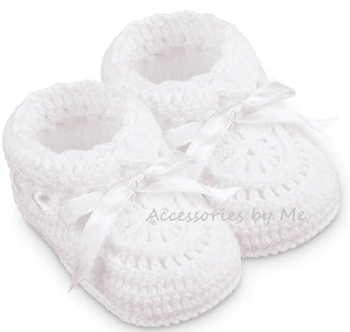 White Crochet Knit Shoe Booties