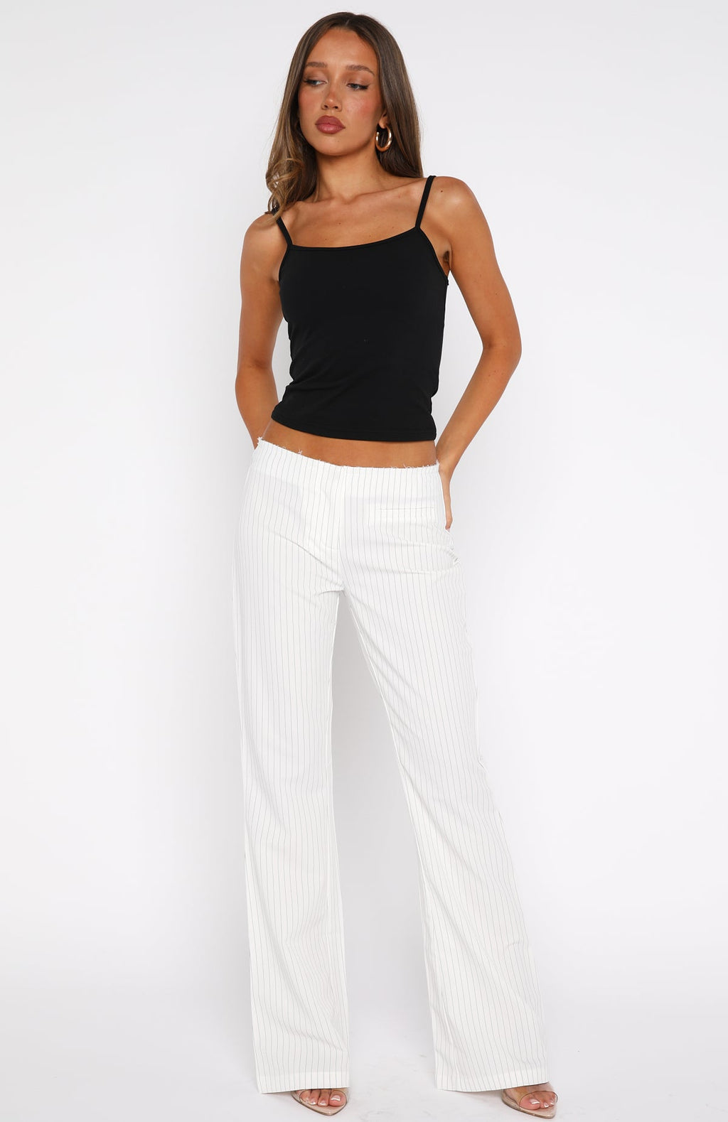 Getting You Close Pants White Pinstripe