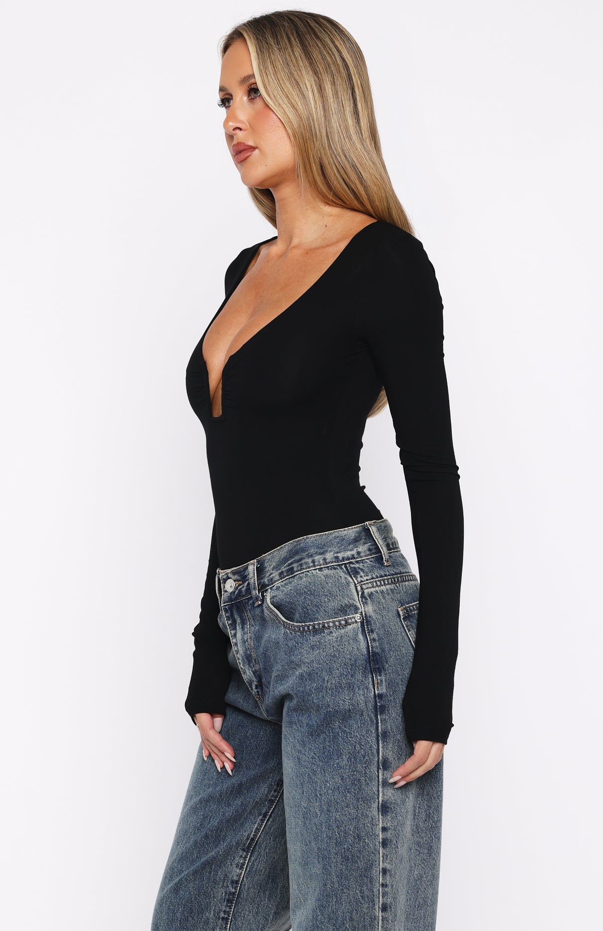 Girls Night Out Long Sleeve Bodysuit Black