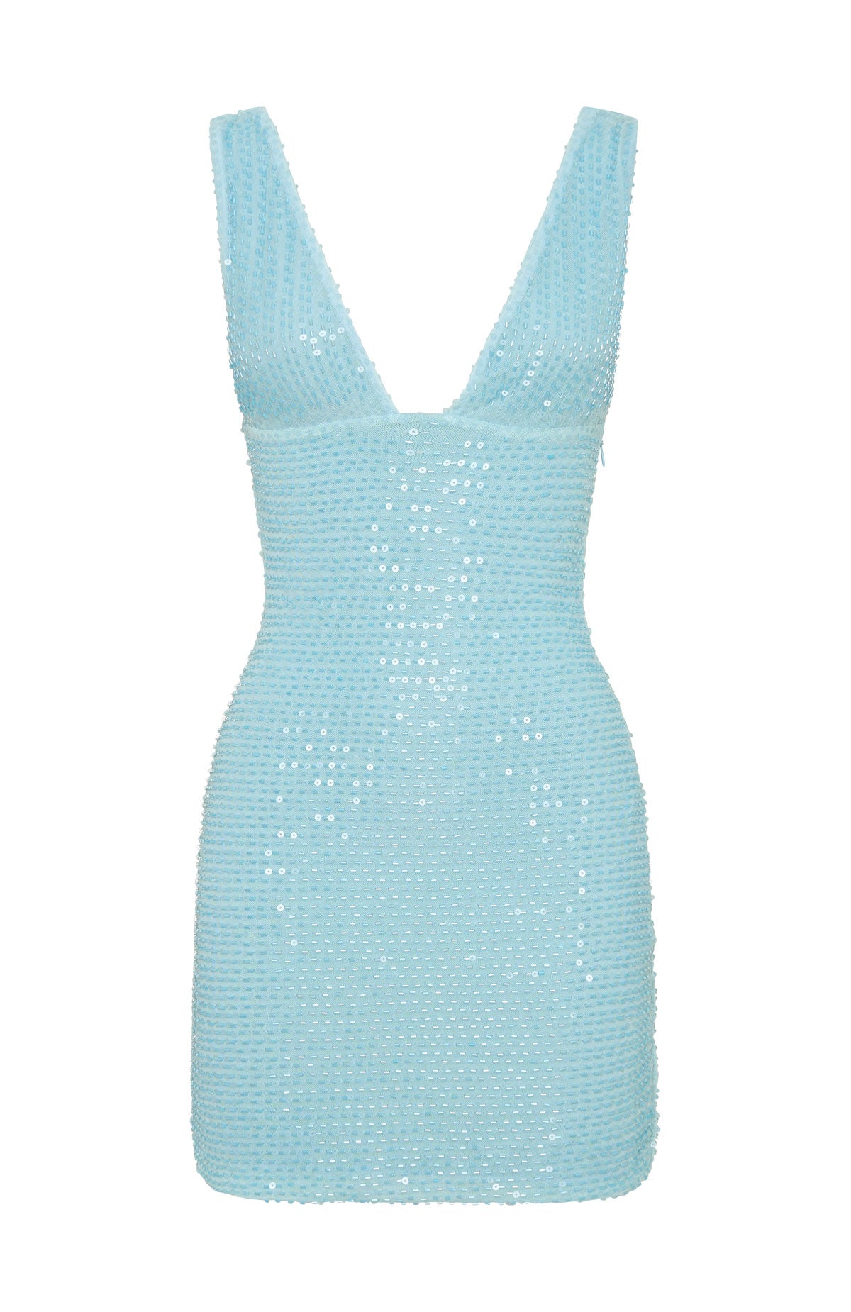 I Believe In You Beaded Mini Dress Baby Blue