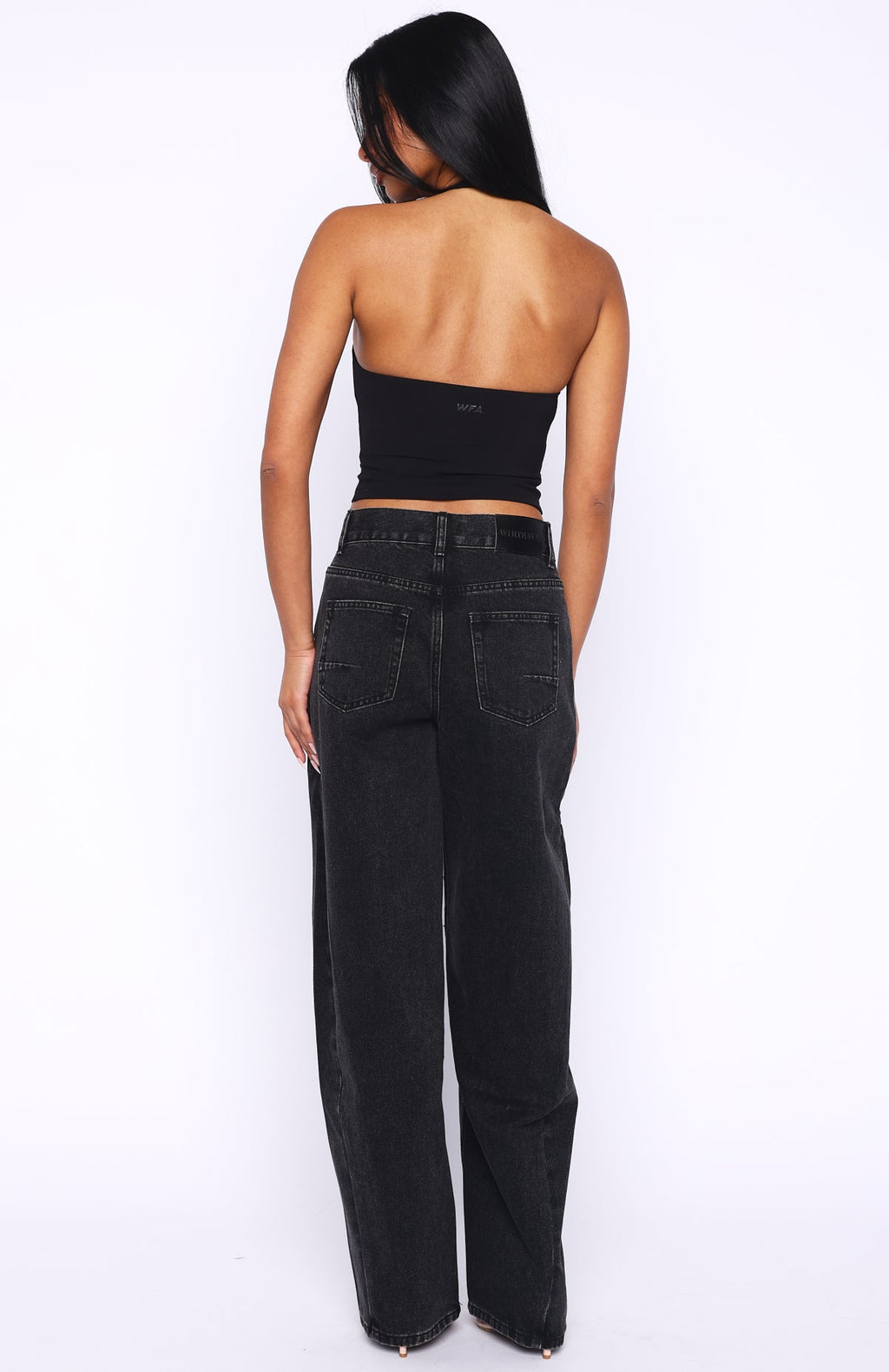 Jessica Mid Rise Barrel Leg Jeans Black Acid