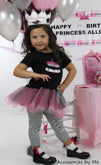 Zebra Organza Hot Pink Marabou Bow Socks